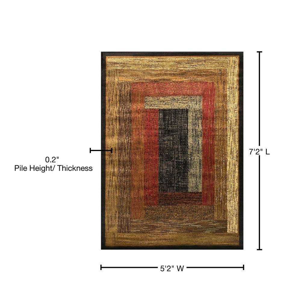 Home Dynamix Royalty Vega Contemporary Geometric Area Rug, Black/Brown, 5'2"x7'2"