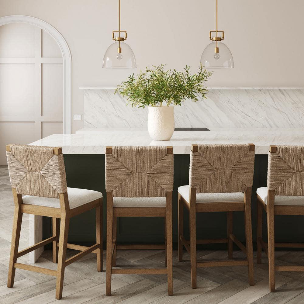 Nathan James Beacon Upholstered Counter Stool with Solid Wood Frame