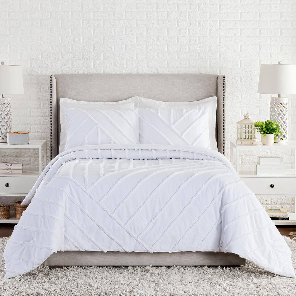 Laurel and Mayfair Cotton Ring Stitch Chevron / Zig Zag Comforter Set