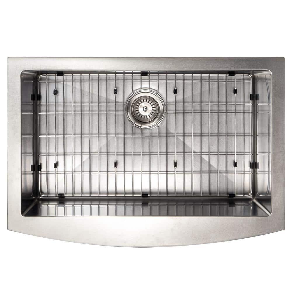 ZLINE 30 in. Zermatt Farmhouse Apron Mount Single Bowl DuraSnow Stainless Steel Kitchen Sink W/ Bottom Grid (SAS-30S)