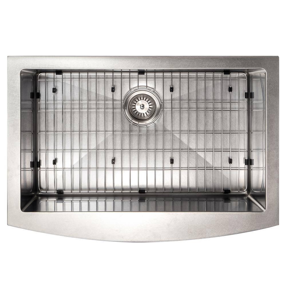 ZLINE 30 in. Zermatt Farmhouse Apron Mount Single Bowl DuraSnow Stainless Steel Kitchen Sink W/ Bottom Grid (SAS-30S)