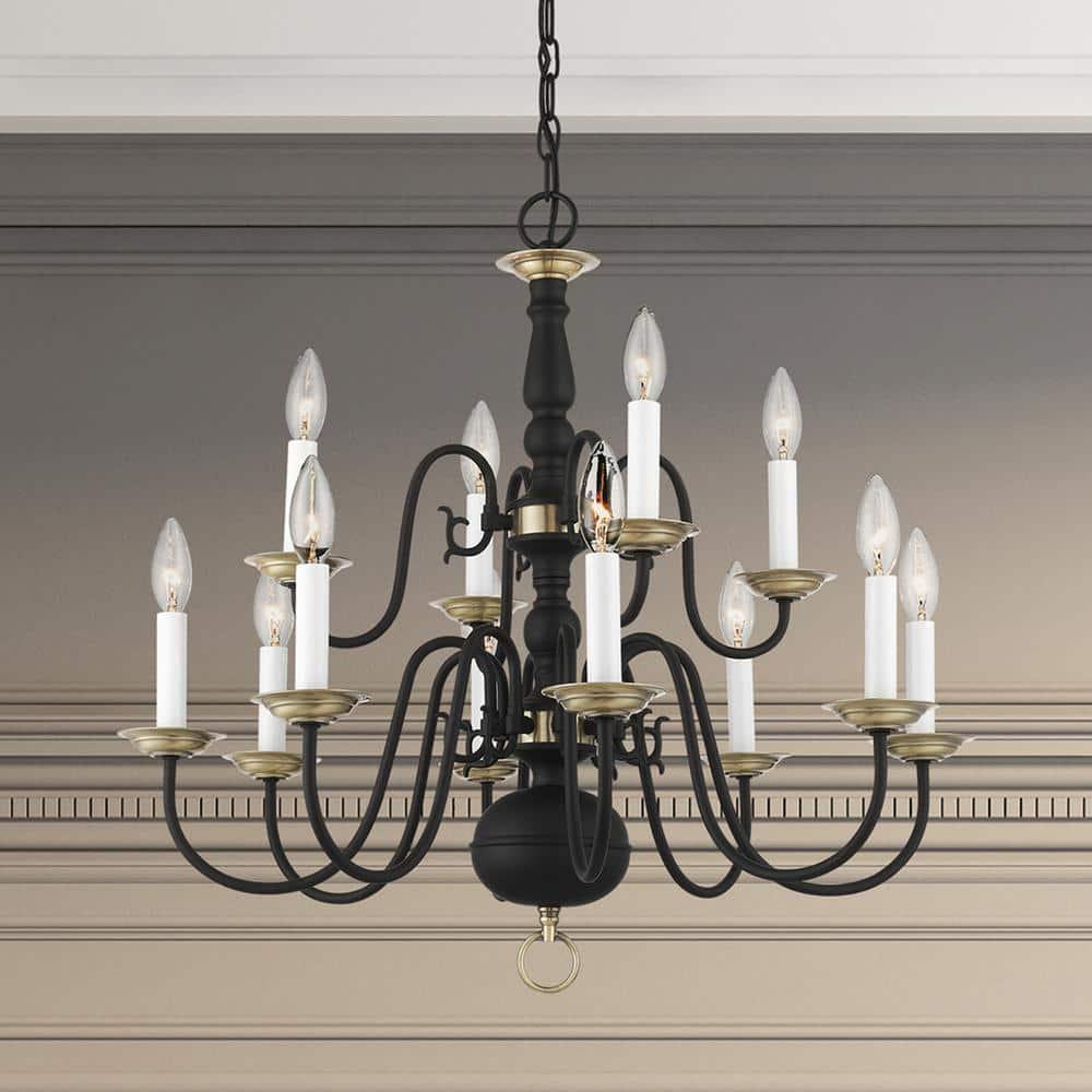 Livex Lighting Williamsburgh 12 - Light Chandelier in  Black