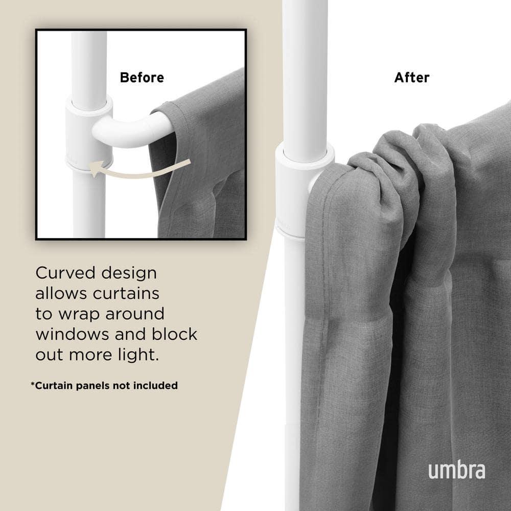 36"-66" Umbra Anywhere Curtain Rod White: Tension Mount, Metal, Smooth Finish, 5-Year Warranty, 15 lb Capacity