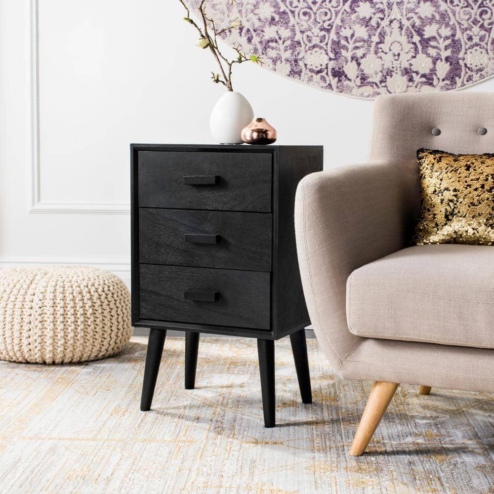 Pomona 3 Drawer Accent Table - CHS5700 - Black - Safavieh