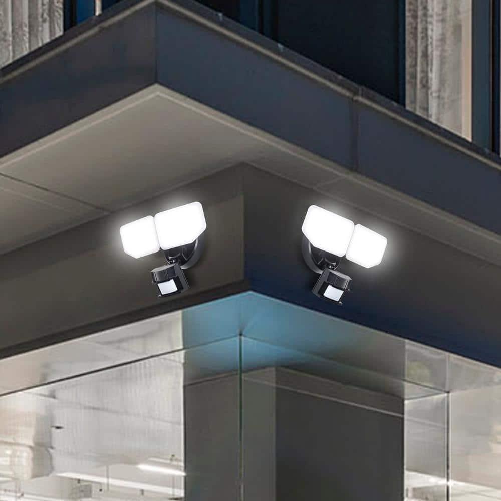 30-Watt 180-Degree Black Motion Activated Outdoor Integrated LED Security Flood Light with PIR Dusk to Dawn Sensor