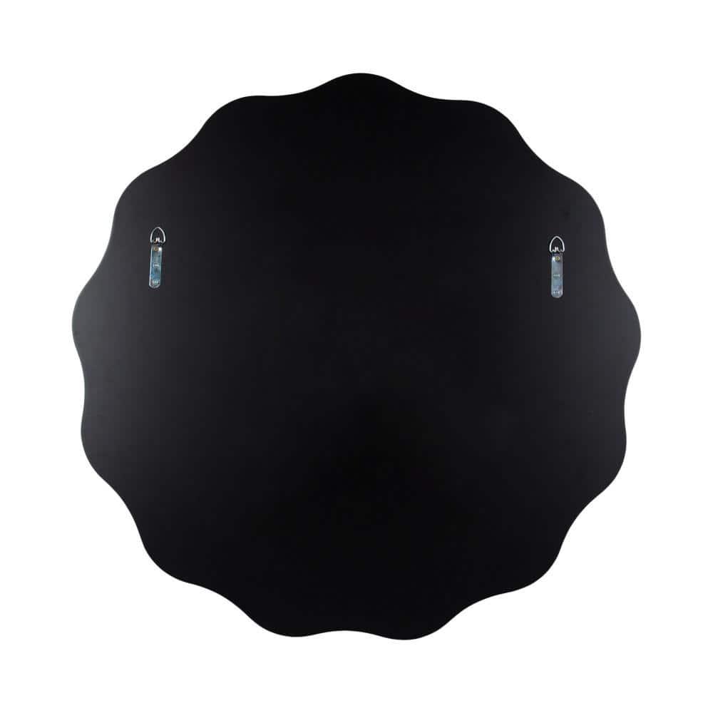 Kate & Laurel All Things Decor 32"x32" Viona Round Scalloped Mirror Gold: Luxury Glam Decor, No Assembly, Espejo