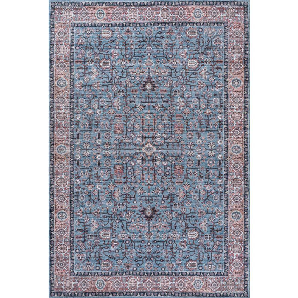 Kemer All-Over Persian Machine-Washable Blue/Red/Brown 3 ft. x 5 ft. Area Rug - JONATHAN Y