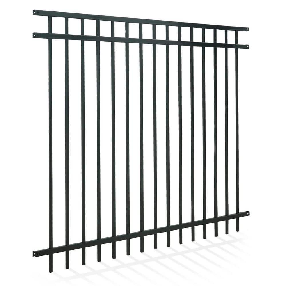 5 ft. x 6 ft. Heavy Duty Flat Top Metal Fence Panel, Anti-Rust Decorative Garden Fence Panel (Single Panel)