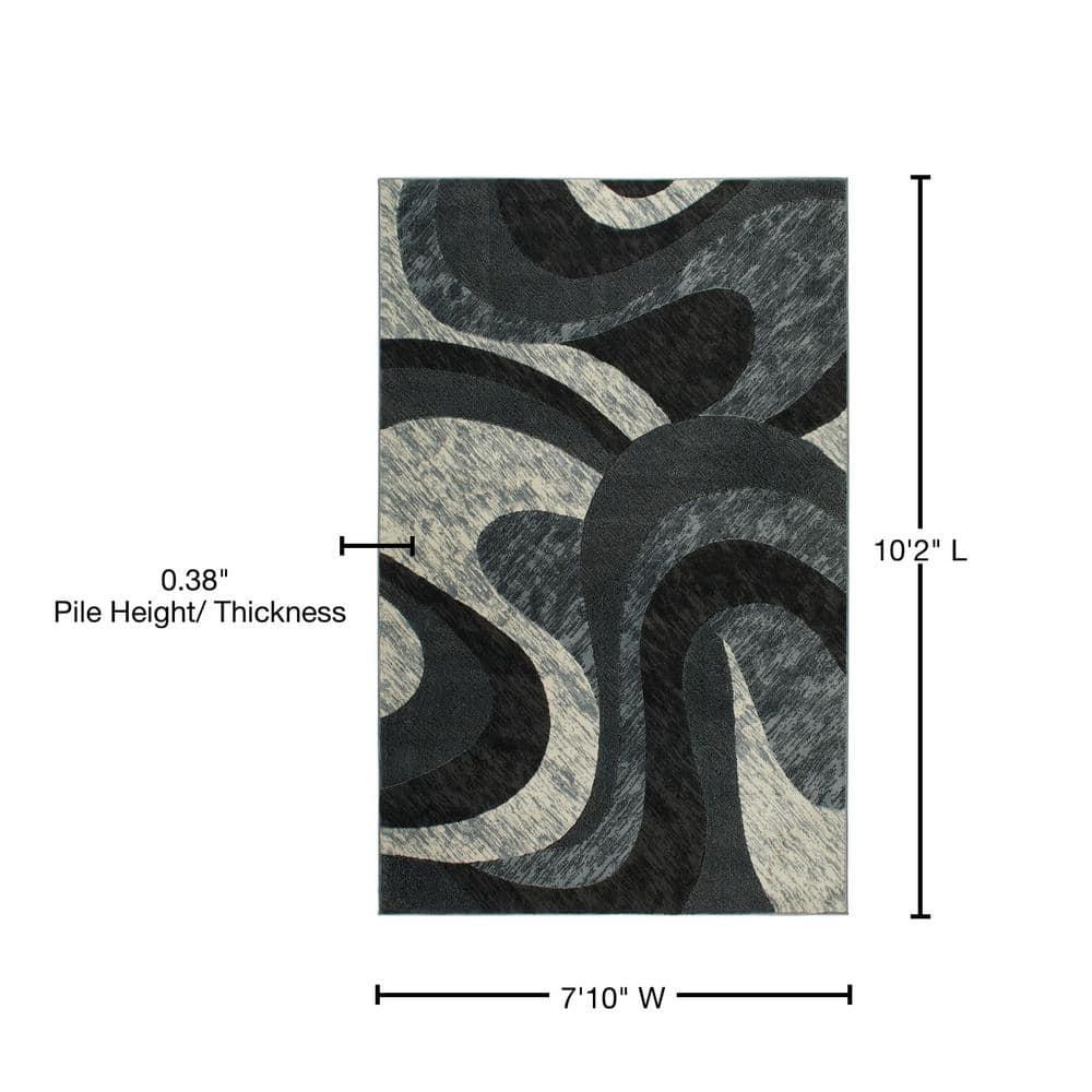 Home Dynamix Catalina Huron Contemporary Abstract Swirl Area Rug, Grey/Ivory, 7'10"x10'2"
