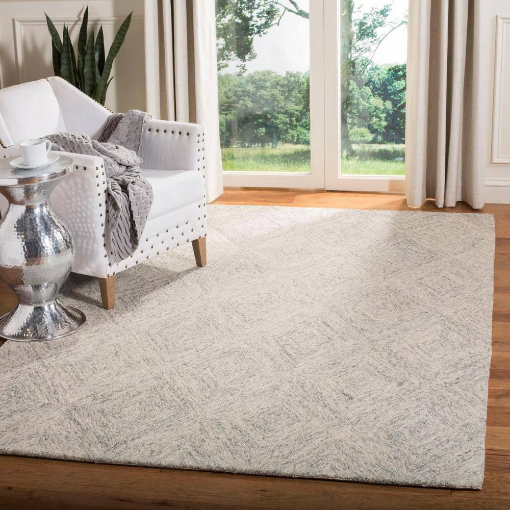 Abstract ABT767 Hand Tufted Area Rug - Silver - 6' X 6' Square - Safavieh.
