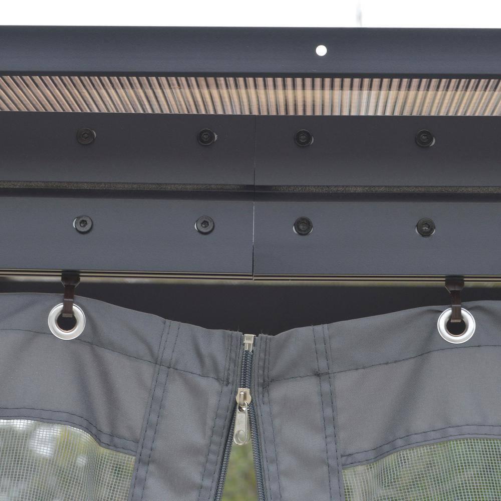 Outsunny 10' x 13' Outdoor Patio Gazebo with Sloping Polycarbonate Roof, Durable Aluminum Frame, & Netting Curtain