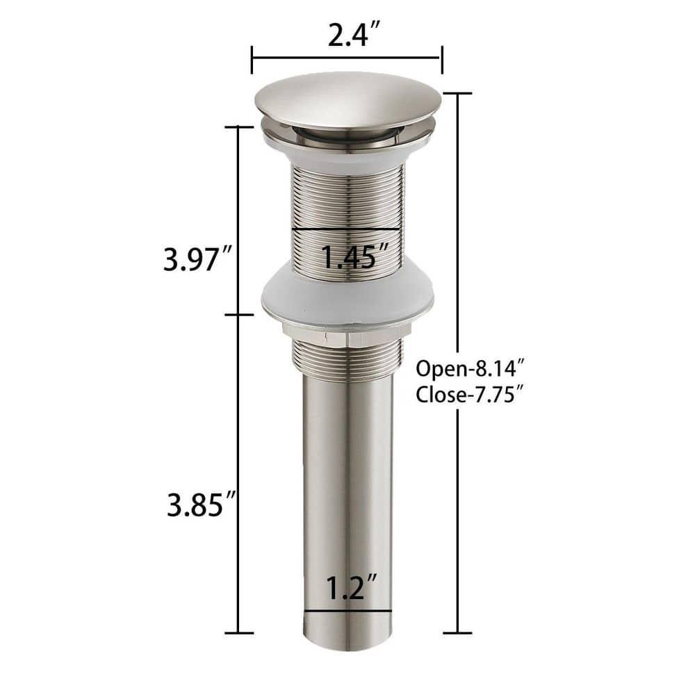 BWE Bathroom Sink Drain Bathroom Faucet Vessel Vanity Sink Drain Stopper Without Overflow Fits Bathroom Standard Sink Hole 1-1/2" to 1-3/4" Brushed Nickel
