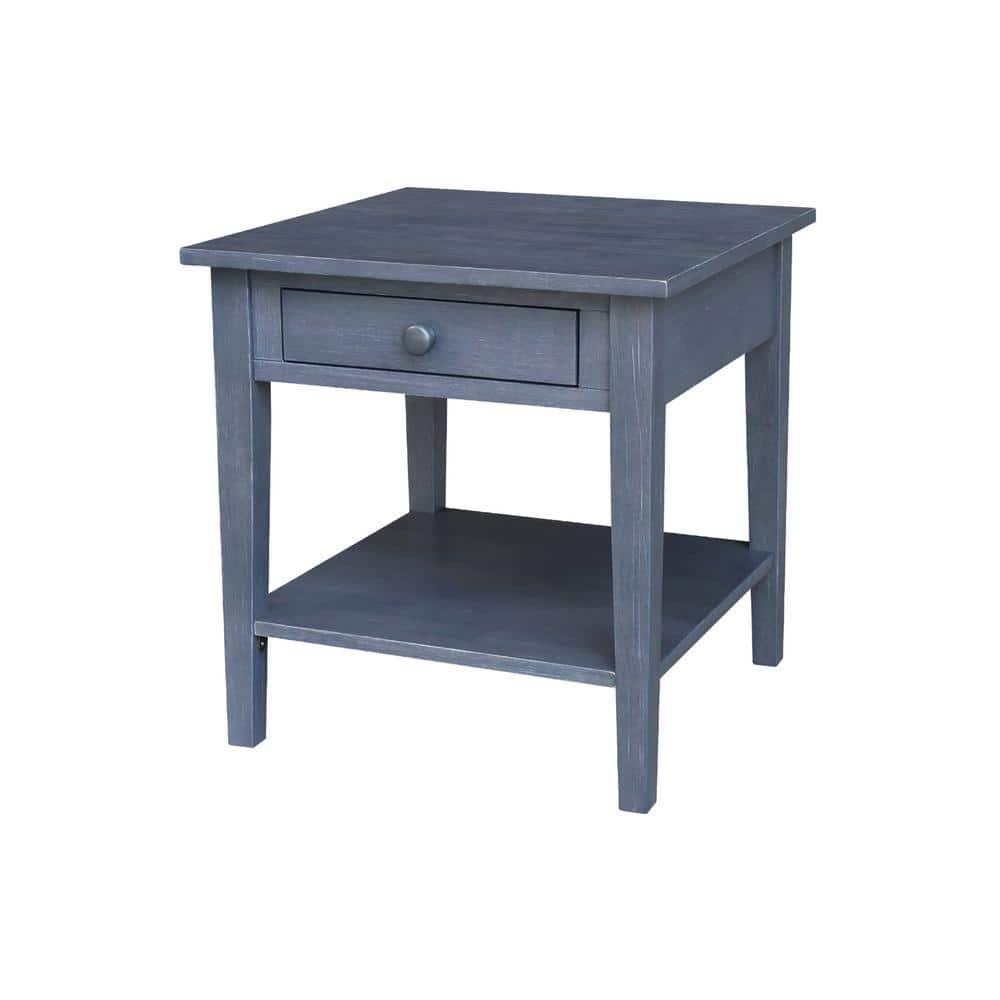 International Concepts Spencer End Table Antique Washed Heather Gray: Modern Square Hardwood Side Table, 25" High