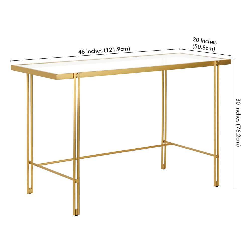Evelyn&Zoe Inez 48" Wide Rectangular Desk in Brass