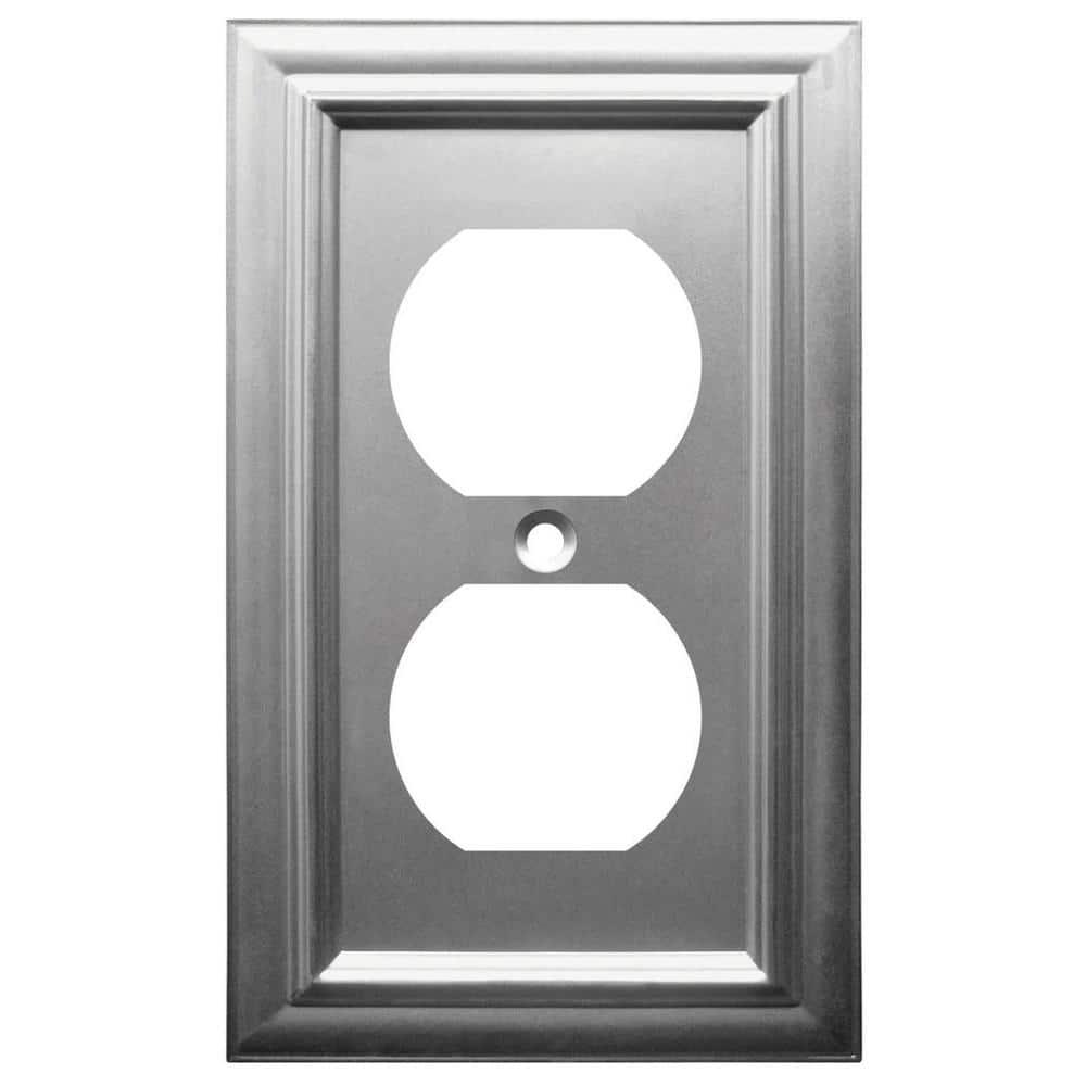Amerelle 94DN Continental Wallplate, 1 Duplex, Cast Metal, Satin Nickel, 1-Pack