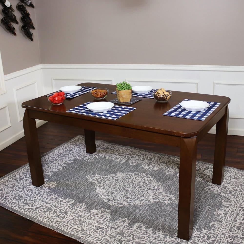 Sunnydaze Indoor 5-Foot Solid Rubberwood Rectangular Dining Table - Dark Walnut