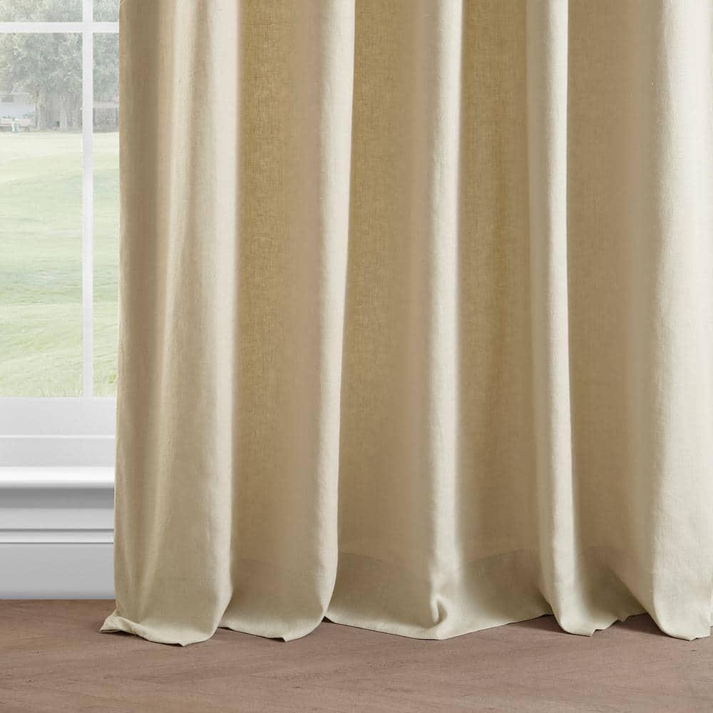 HPD HALF PRICE DRAPES French Linen Curtains 96 Inches Long Room Darkening Curtains for Bedroom & Living Room 50 X 96, (1 Panel), Walnut Beige, 50W x 96L