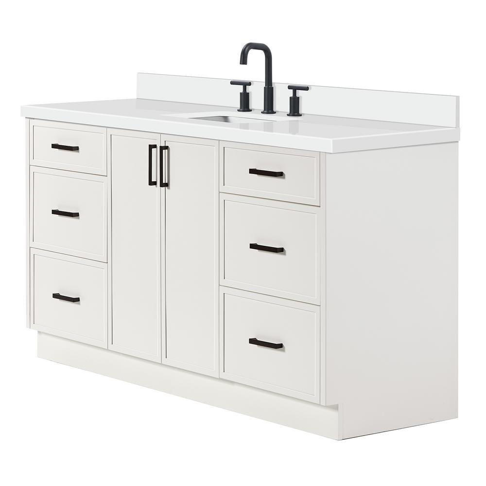 Ariel Kelly 67 Inch Single Rectangular Sink Bathroom Vanity With Pure Quartz Countertop