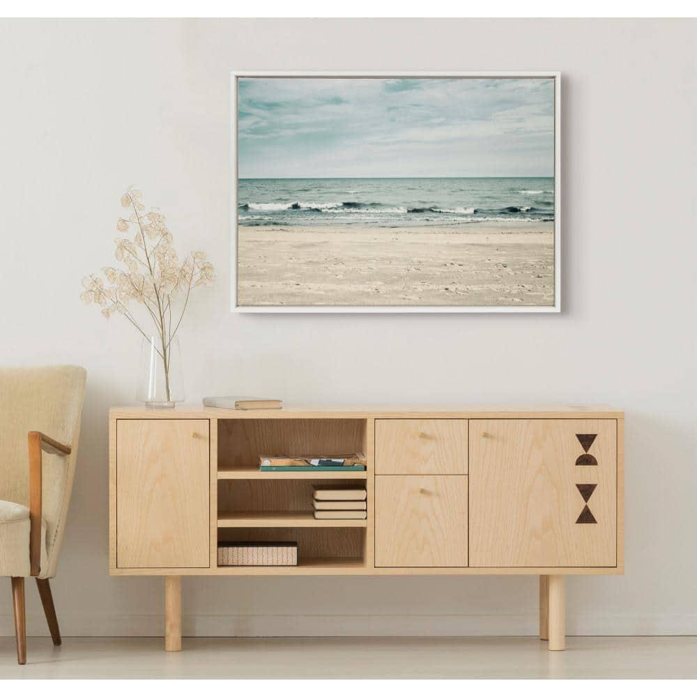 28" x 38" Sylvie Beach 2 Framed Canvas by Emiko and Mark Franzen White - Kate & Laurel All Things Decor: Modern Nautical Wall Art