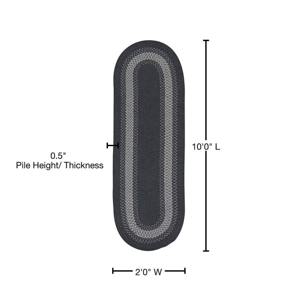 Chancery Charcoal 2 ft. x 10 ft. Braided Runner Rug