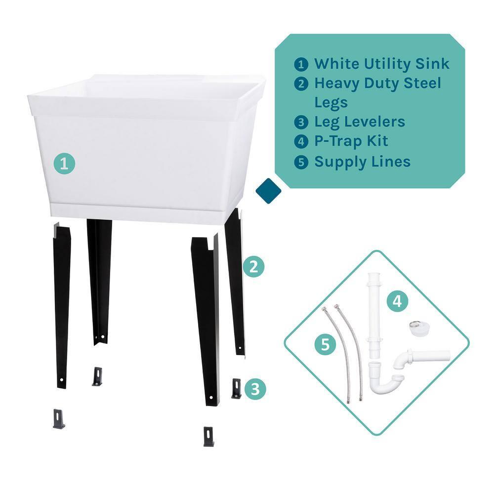 23.5'' L x 23.5'' W Free Standing Laundry Sink
