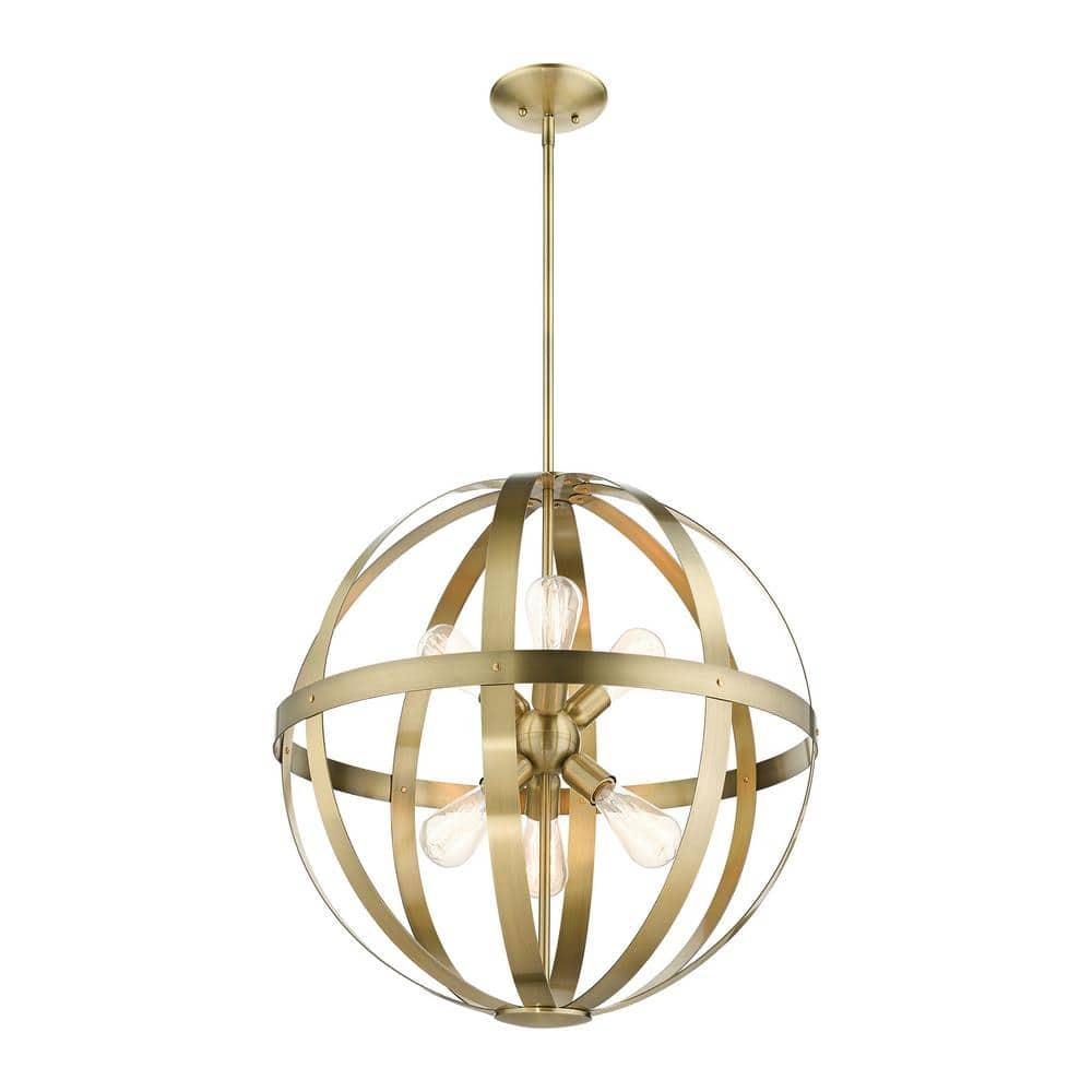 Livex Lighting Stoneridge 6 - Light Pendant in  Antique Brass