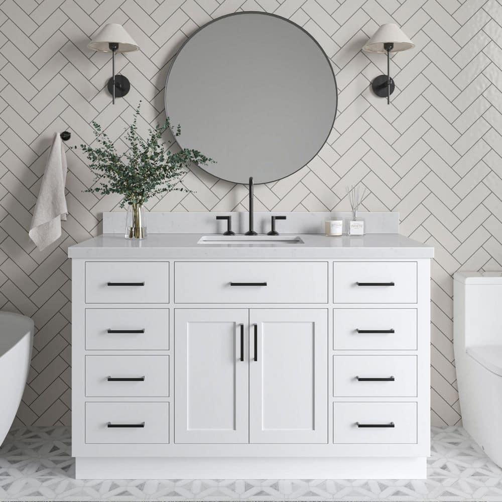 Ariel T054s-Bc Hepburn 54" Single Free Standing Vanity Cabinet Only - White