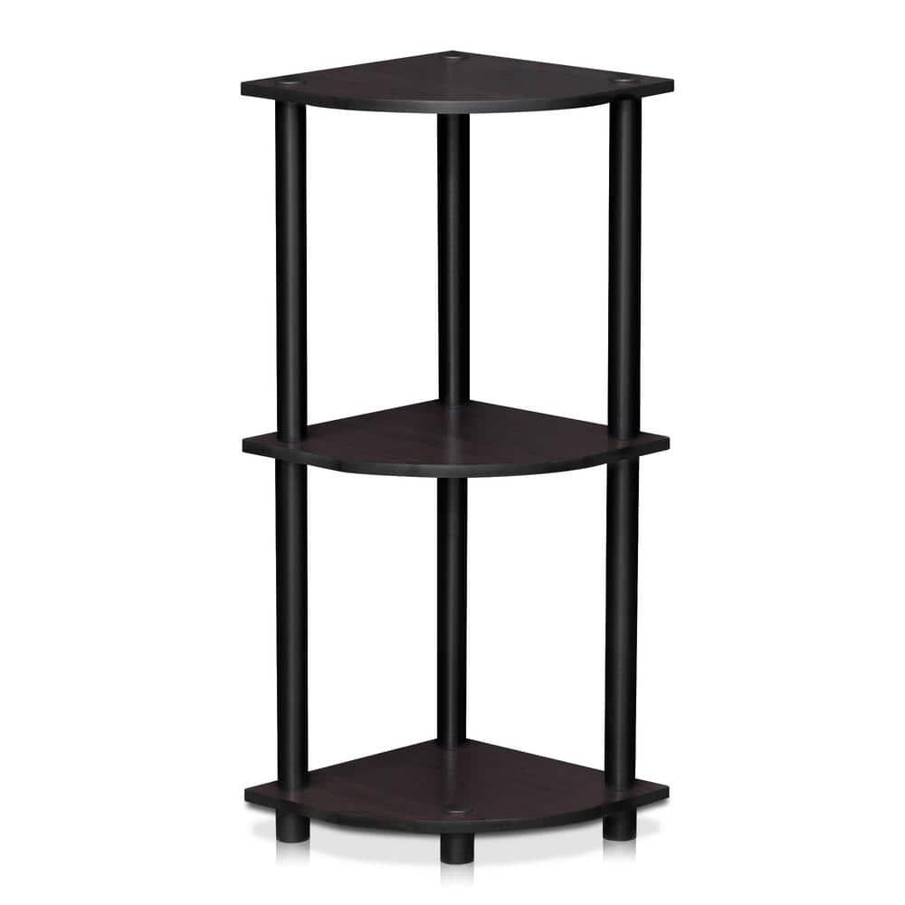 Furinno 3-Tier Corner Display Rack Multipurpose Shelving Unit Industrial Ladder Bookcase,Dark Walnut