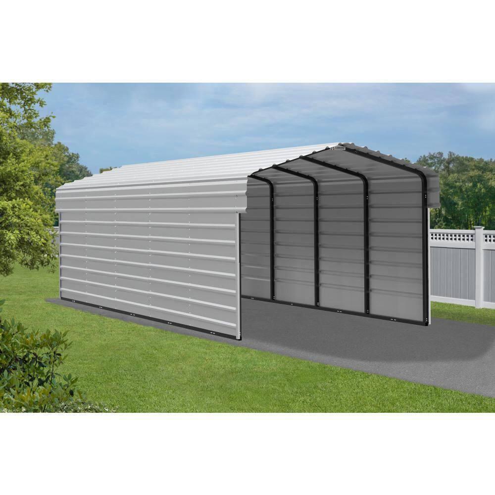 Arrow 24 x 10 ft Charcoal Carport with 2-sided Enclosure