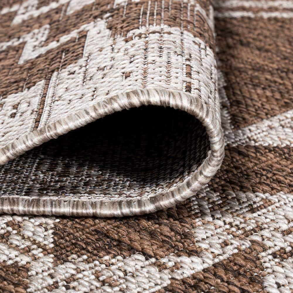 2'x10' Marokko Diamond Medallion Indoor/Outdoor Runner Rug, Brown/Beige - JONATHAN Y