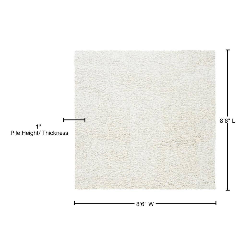 August Shag 900 AUG900 Power Loomed Indoor Area Rug - Ivory - 9'x9' - Safavieh