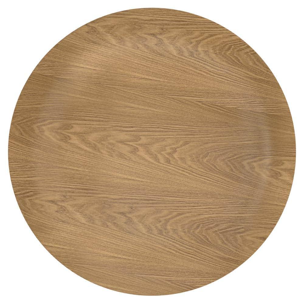 Simpli Home Payton 34"W Solid Wood Contemporary Round Coffee Table with Wide, Slightly Raised Edge