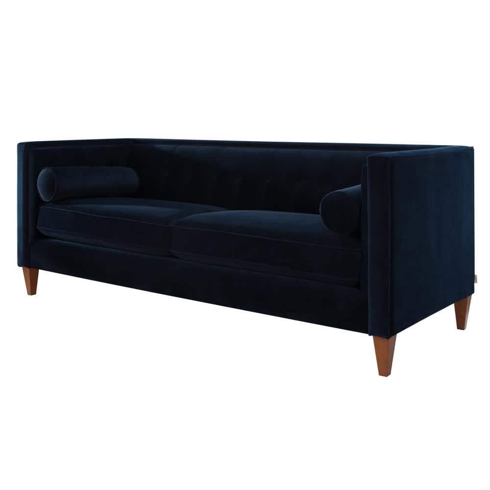 Jack 84" Tufted Tuxedo Sofa Double Cushion Dark Navy Blue