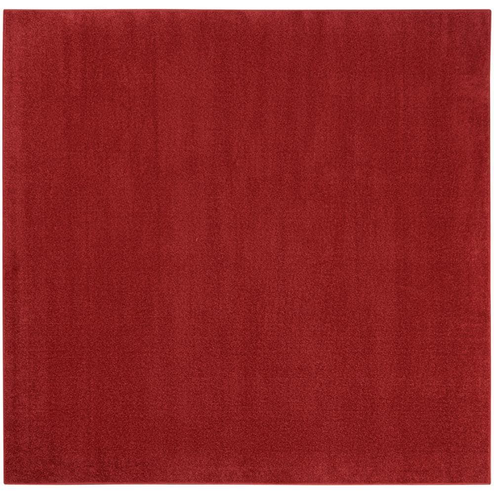 Nourison Essentials Easy Care Indoor Outdoor Area Rug - Brick Red 5' x Square