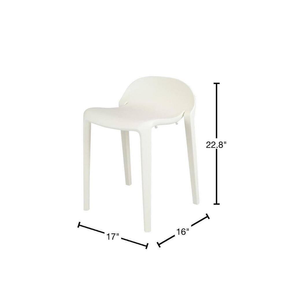 2pc Joyous Short Stools - White - Lagoon: Resin Frame, Mold & UV Resistant, No Assembly Required