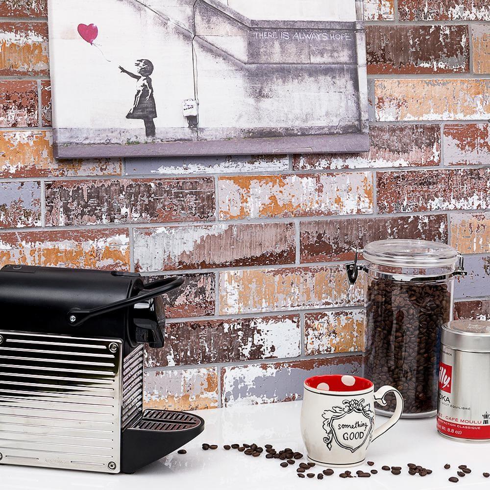 Metro 2" x 9" Terra Cotta Subway Tile in Red/White