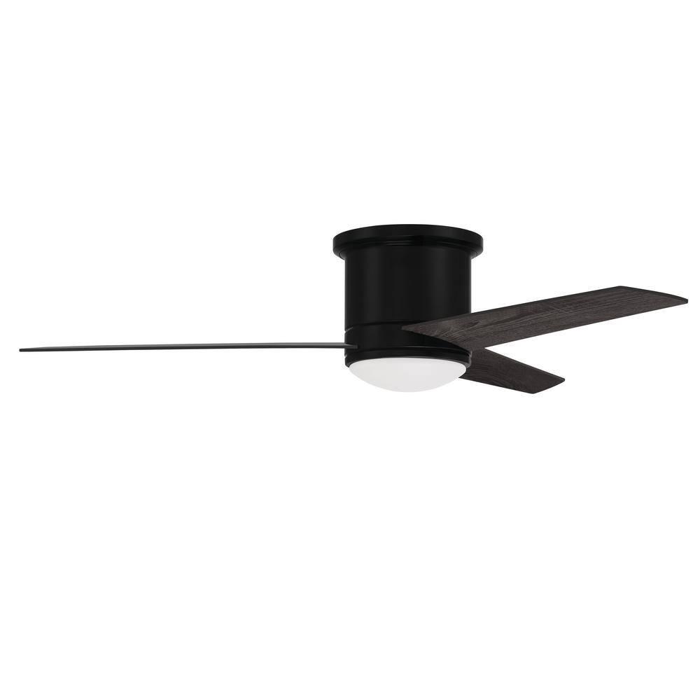 Cole 52" Flat Black Modern Ceiling Fan with LED Light and Remote
