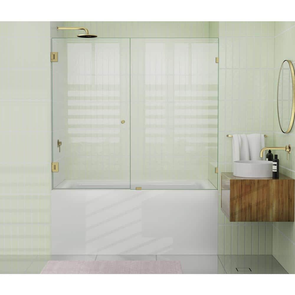 Illume 56 in. x 58.25 in. Fully Frameless Hinge Bathtub Door