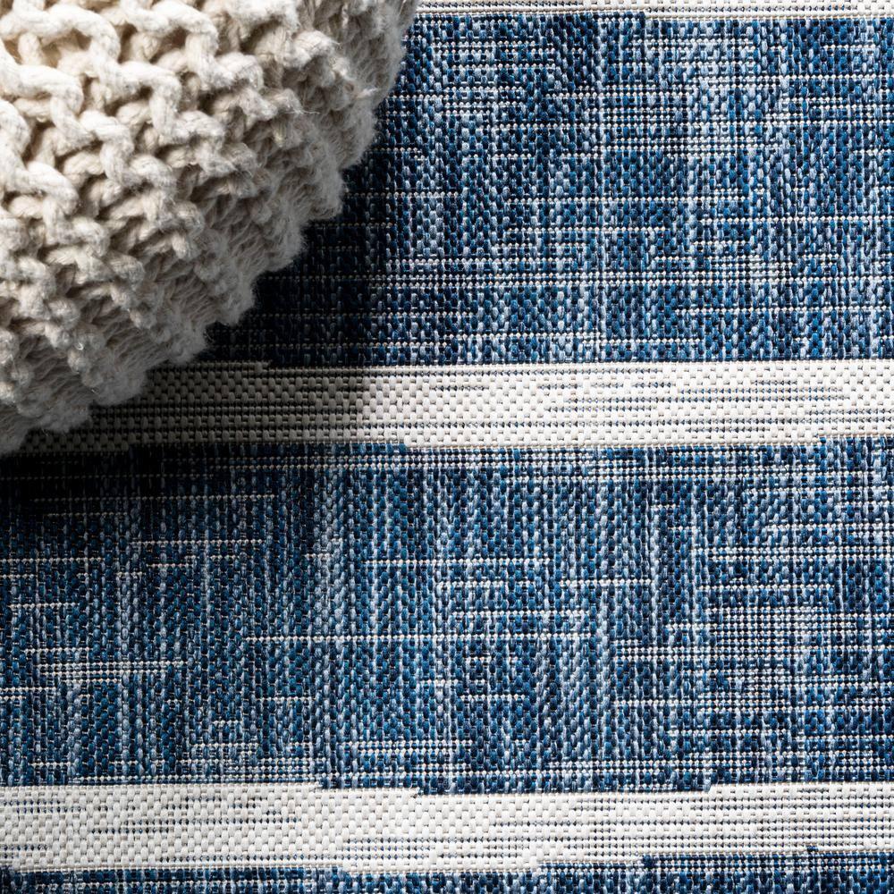 2'x10' Colonia Berber Stripe Indoor/Outdoor Runner Rug, Blue/Ivory - JONATHAN Y