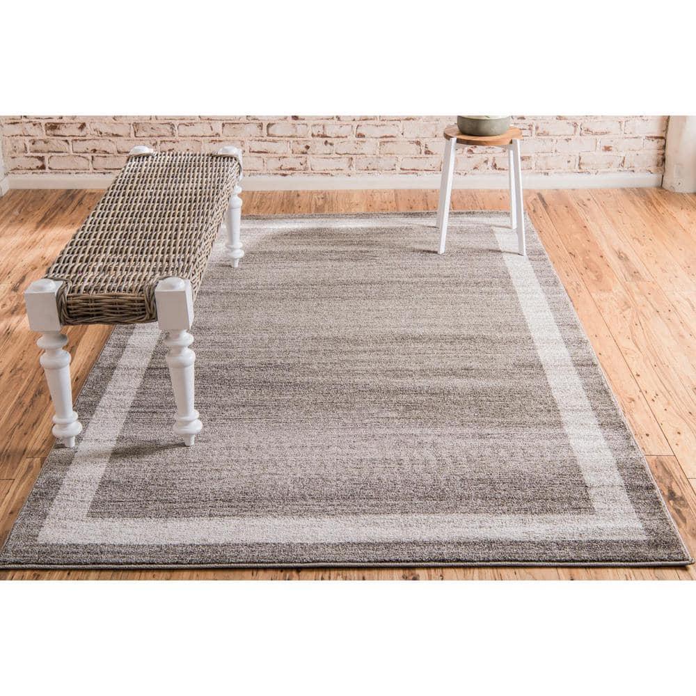 Unique Loom Maria Del Mar 7 x 10 (ft) Loomed Polypropylene Light Brown/Beige Rectangular Indoor Border Industrial Spot clean only Area rug