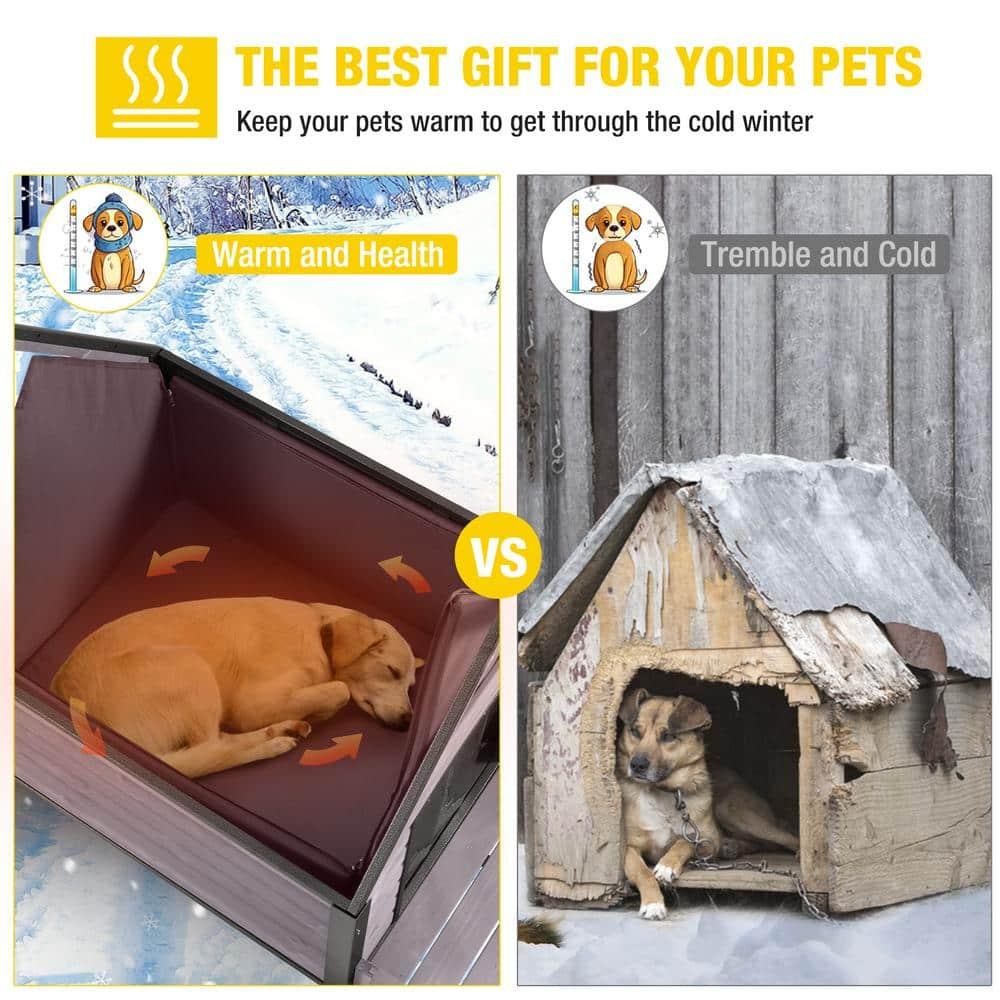 Aivituvin-AIR81-IN Medium Insulated Dog House Gray 32.9"(L) x 45" (W) x 32.6"(H)