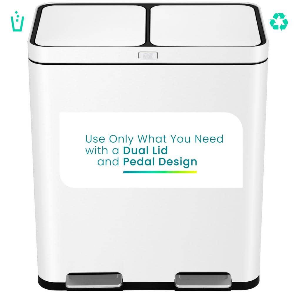 15.8 Gallon Stainless Steel Dual Kitchen Trash Can with CleanAura
