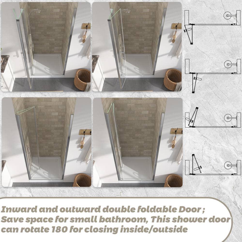 72 in. Chrome Semi-Frameless Bifold Shower Door with Tempered Glass