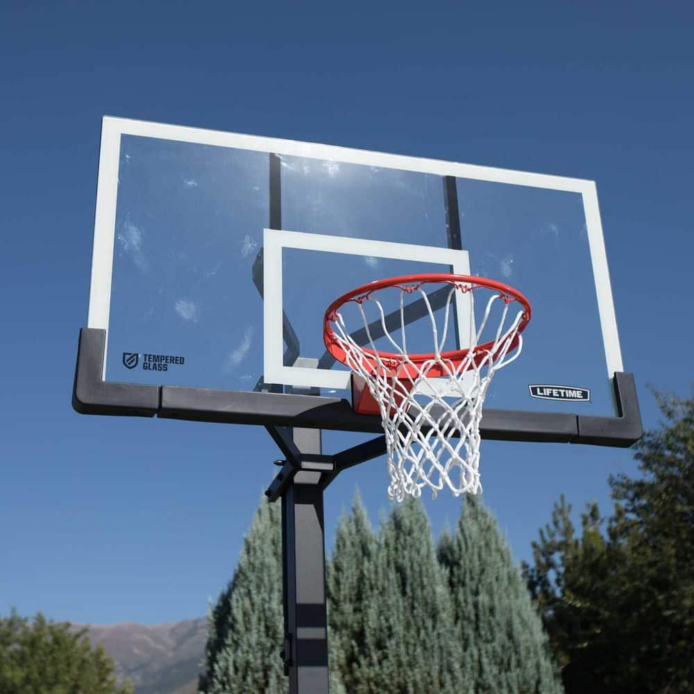Lifetime New Adjustable Bolt Down Basketball Hoop (60-inch Tempered Glass), 90569