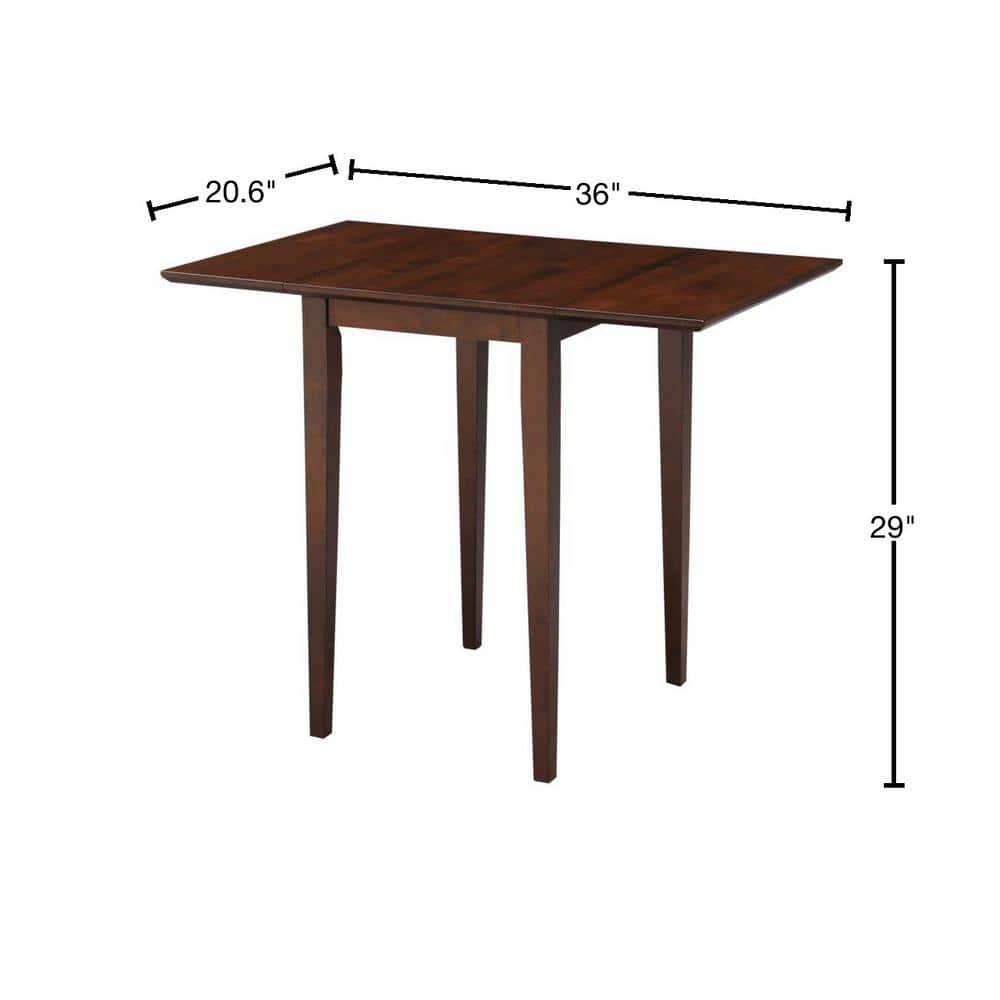 Tate Drop Dining Table Espresso - International Concepts: Hardwood, Dual 9" Leaves, Seats 4