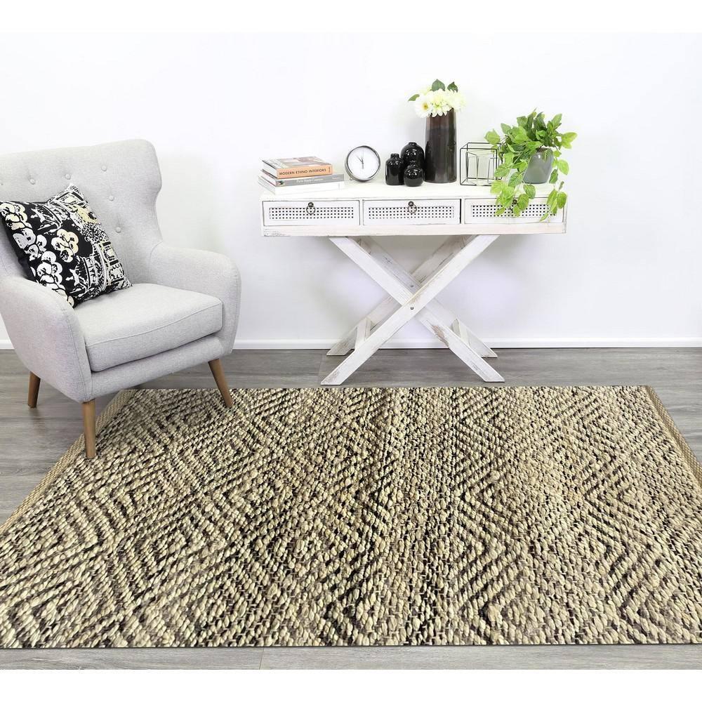LR Home Clio 2' x 5' Tan/Gray Geometric Jute Blend Adult Indoor Area Runner Rug