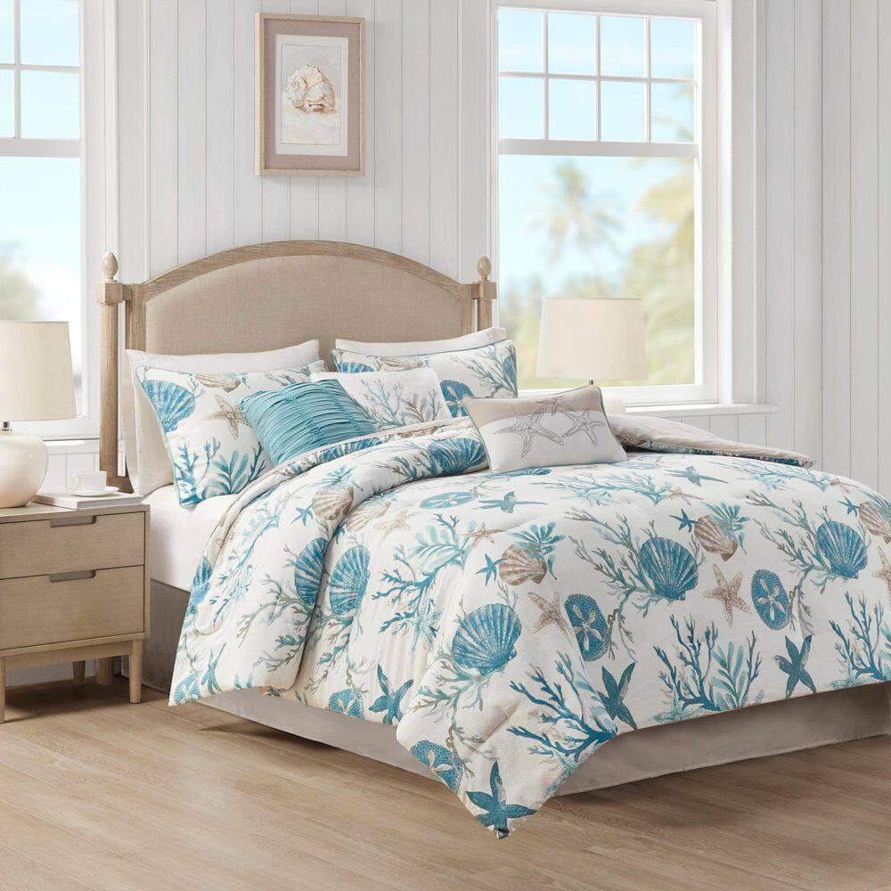 Madison Park Pebble Beach 7 Piece Cotton Sateen Comforter Set