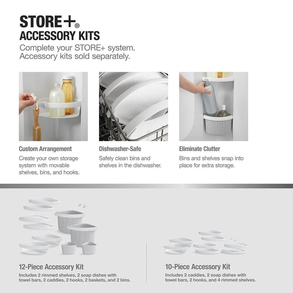 STORE+ 12-Piece Wall Mounted Shower Caddy in White Finish