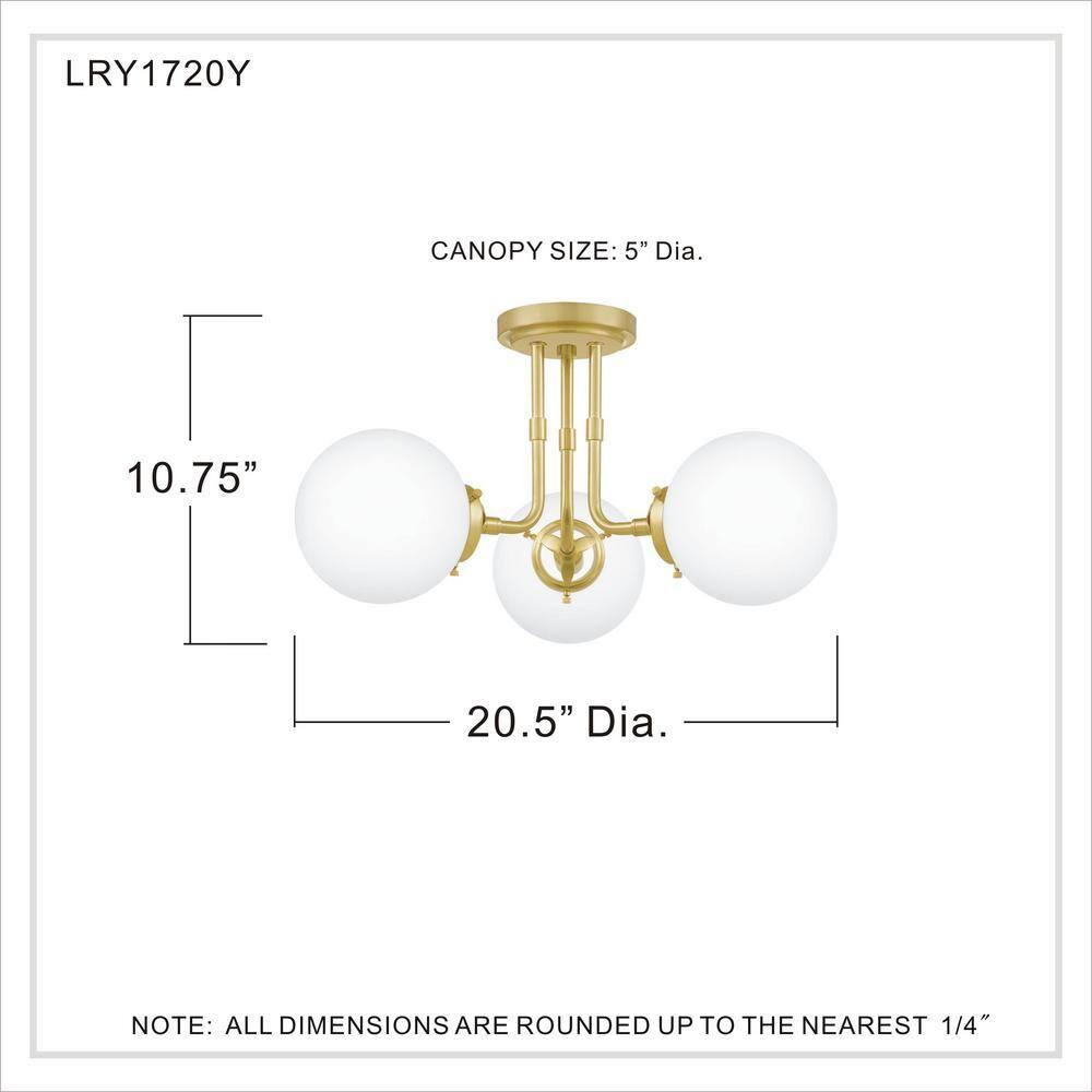 Quoizel Lighting Landry 3 - Light Semi-Flush Mount in  Satin Brass