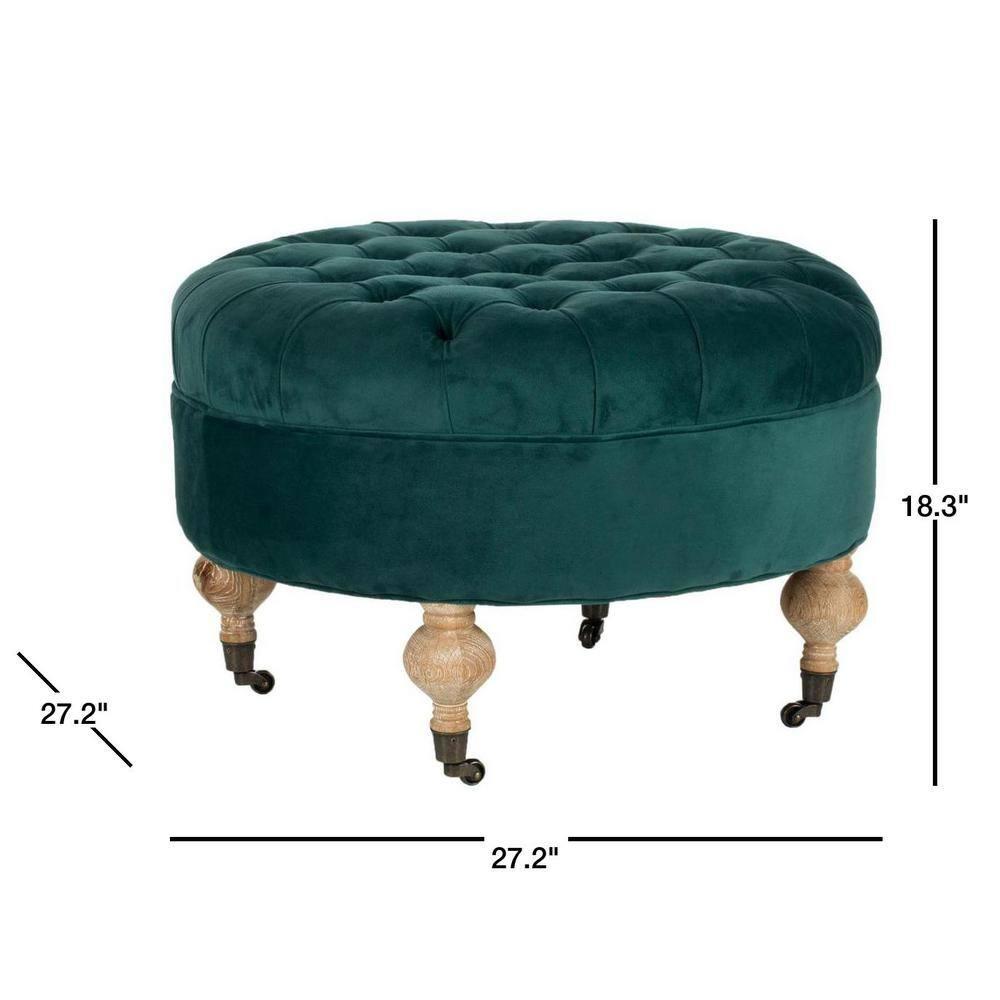 SAFAVIEH Clara Tufted Round Ottoman Marine